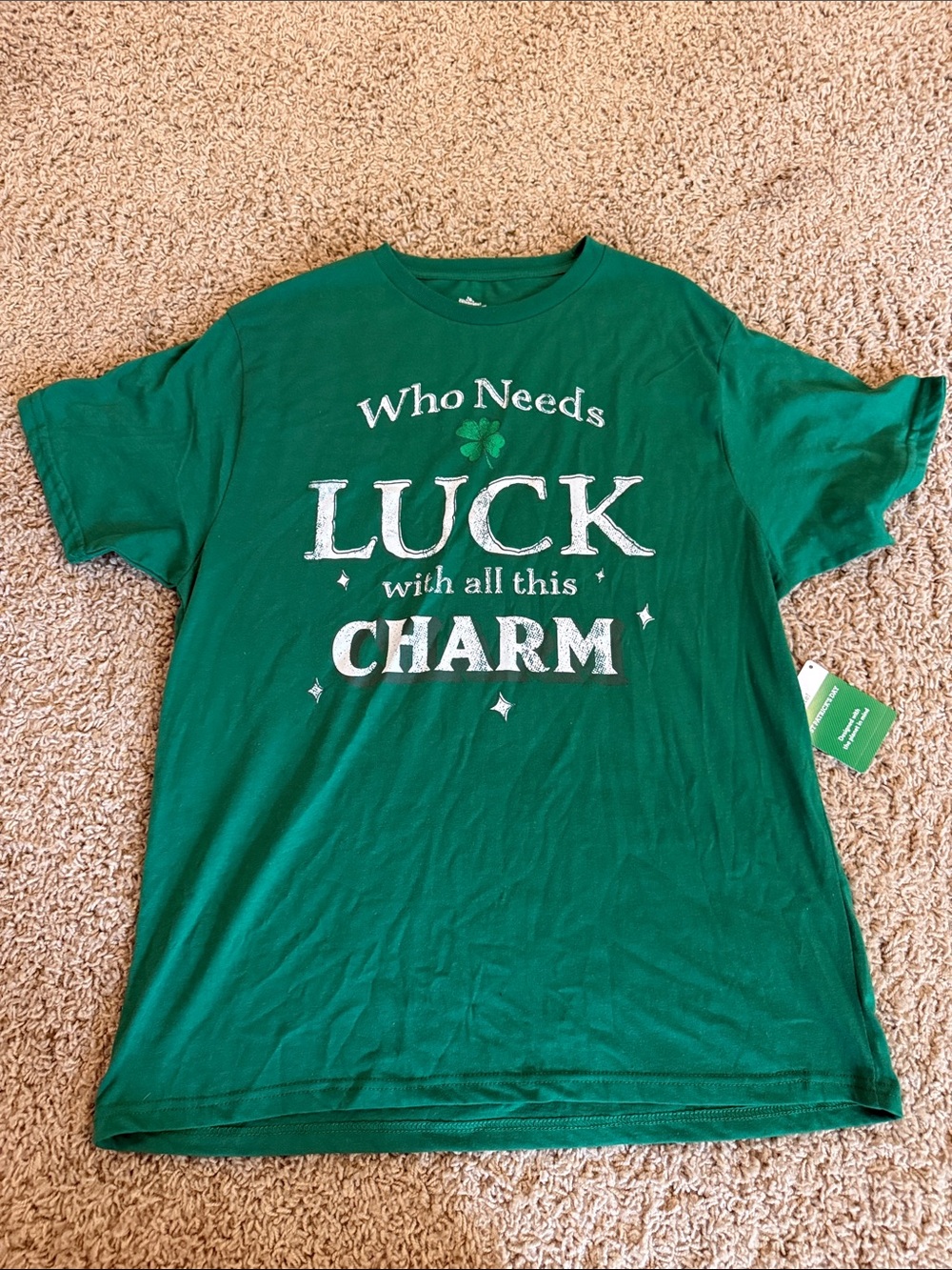 Green Men's 'Who Needs Luck' Graphic T-Shirt